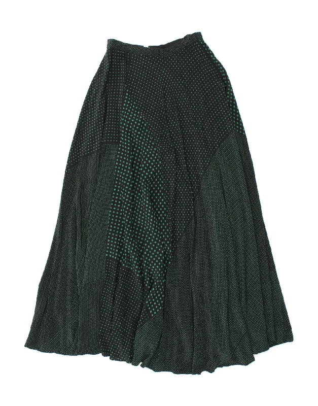 VINTAGE Womens Maxi Skirt W28 Medium Green Polka Dot low waist skirt