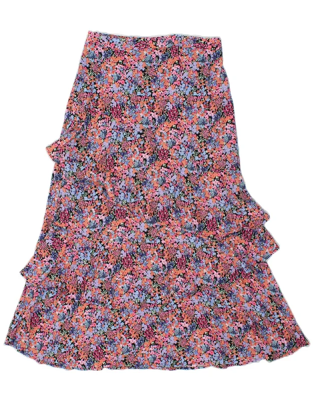 VINTAGE Womens Maxi Tiered Skirt UK 10 Small W28 Multicoloured Floral lace skirt delicate VINTAGE Womens Maxi Tiered Skirt UK 10 Small W28 Multicoloured Floral lace skirt delicate