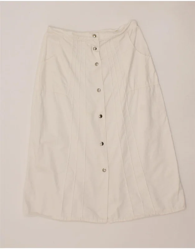 VINTAGE Womens Midi Skirt W28 Medium White mini skirt trendy