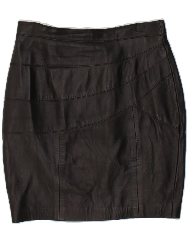 VINTAGE Womens Mini Leather Skirt IT 44 Medium W28 Black Leather velvet skirt luxurious VINTAGE Womens Mini Leather Skirt IT 44 Medium W28 Black Leather velvet skirt luxurious