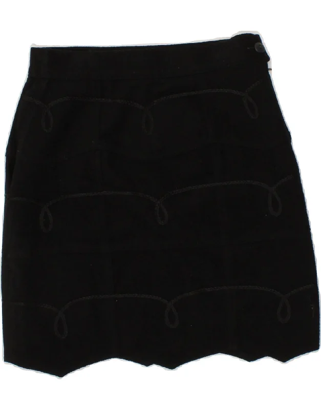 VINTAGE Womens Mini Skirt W26 Small Black wrap skirt elegant
