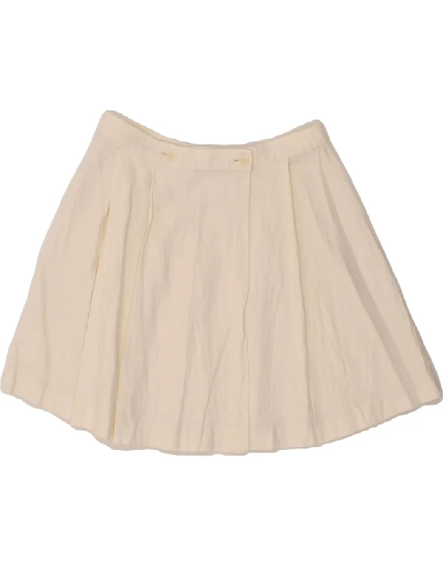 VINTAGE Womens Mini Skirt  W26 Small Off White silk skirt lustrous