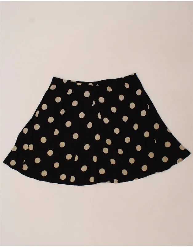 VINTAGE Womens Mini Skirt W32 Large Black Polka Dot Cotton modal blend skirt
