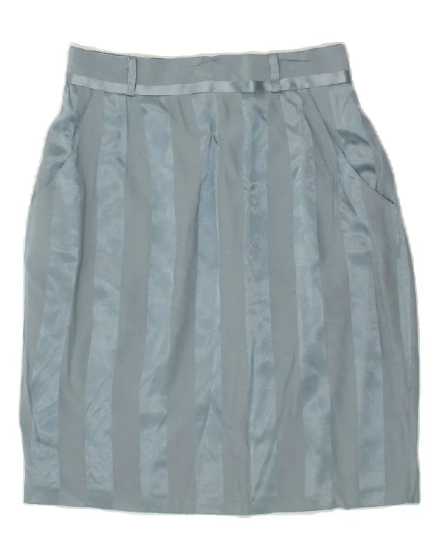 VINTAGE Womens Pencil Skirt IT 40 Small W28  Blue Striped Acetate chiffon skirt airy
