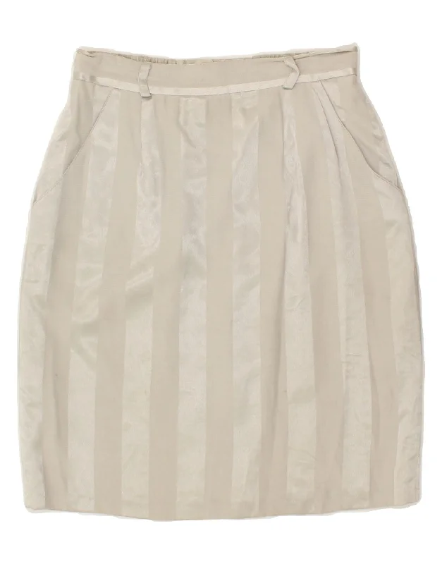 VINTAGE Womens Pencil Skirt IT 40 Small W28  Grey Striped Acetate wool skirt warm