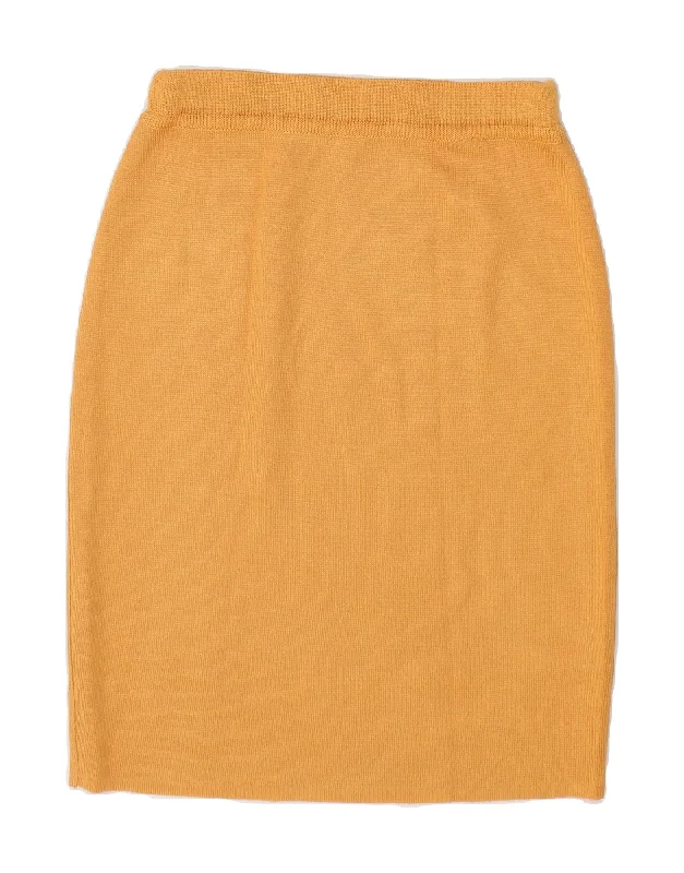 VINTAGE Womens Pencil Skirt IT 44 Medium W28 Yellow Viscose corduroy skirt comfortable