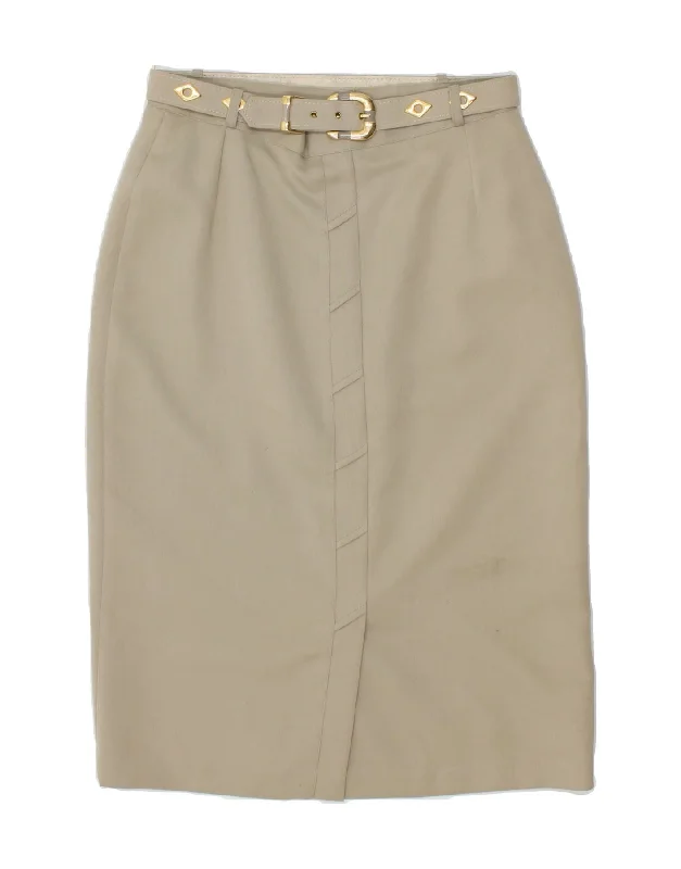 VINTAGE Womens Pencil Skirt UK 14 Medium W28  Beige Polyester tulle skirt dreamy