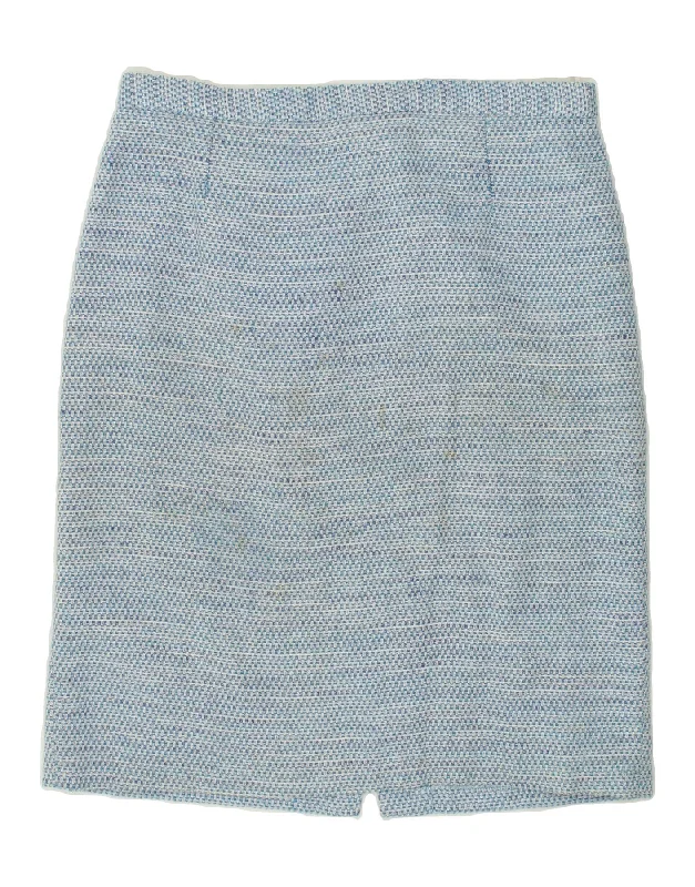 VINTAGE Womens Pencil Skirt UK 18 XL W36  Blue Flecked linen skirt natural