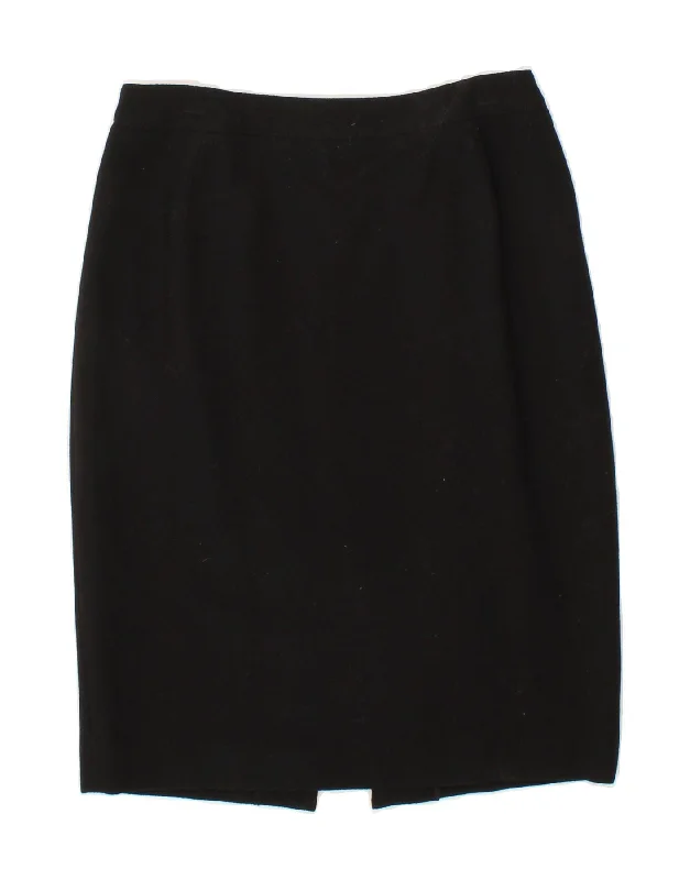 VINTAGE Womens Pencil Skirt US 12 Large W30 Black Acrylic modal blend skirt