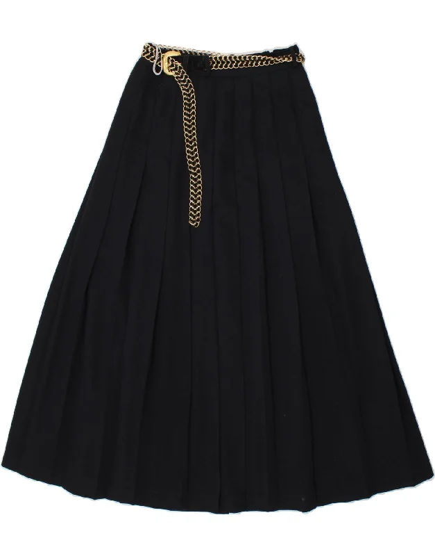 VINTAGE Womens Pleated A-Line Skirt EU 38 Medium W28 Black Polyester pleated skirt texture VINTAGE Womens Pleated A-Line Skirt EU 38 Medium W28 Black Polyester pleated skirt texture