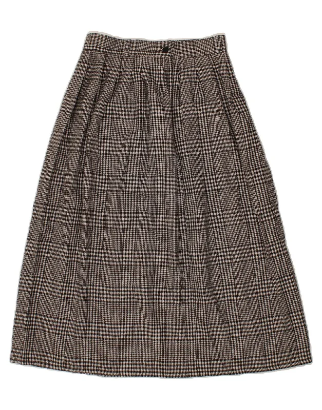 VINTAGE Womens Pleated A-Line Skirt UK 14 Medium W28 Black Houndstooth corduroy skirt comfortable VINTAGE Womens Pleated A-Line Skirt UK 14 Medium W28 Black Houndstooth corduroy skirt comfortable