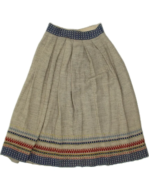 VINTAGE Womens Pleated A-Line Skirt W24 XS Grey Striped velvet skirt plush
