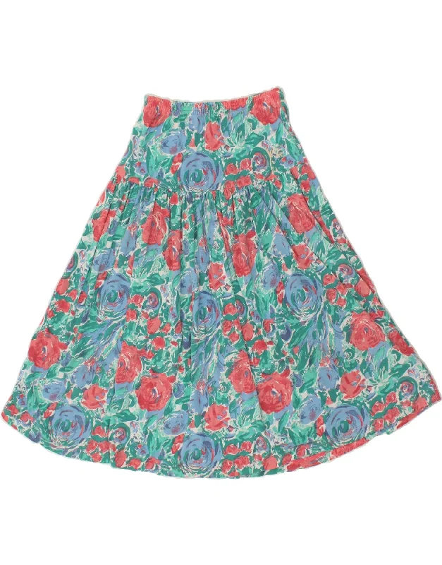 VINTAGE Womens Pleated A-Line Skirt W30 Medium Green Floral Polyester silk skirt luxurious VINTAGE Womens Pleated A-Line Skirt W30 Medium Green Floral Polyester silk skirt luxurious