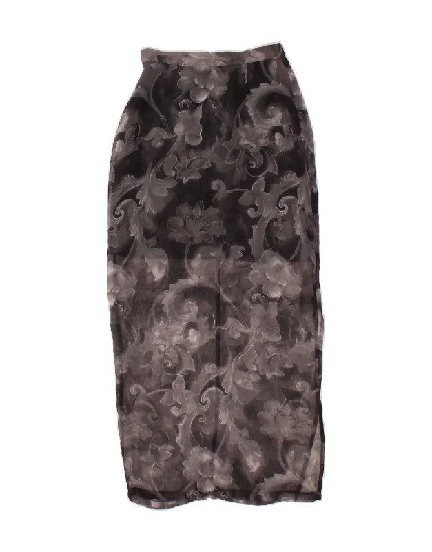 VINTAGE Womens See Through Maxi Skirt W26 Small Grey Floral velvet skirt plush