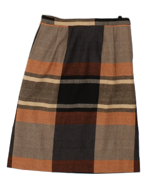 VINTAGE Womens Straight Skirt IT 46 Large W32 Brown Colourblock corduroy skirt durable
