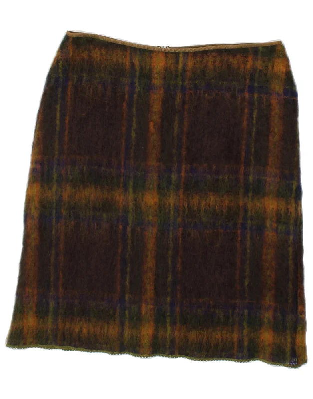 VINTAGE Womens Straight Skirt UK 16 Large W36 Green Check Wool linen skirt breathable VINTAGE Womens Straight Skirt UK 16 Large W36 Green Check Wool linen skirt breathable