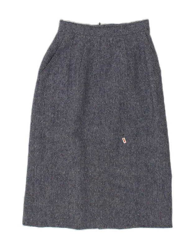 VINTAGE Womens Straight Skirt W26 Small Blue Flecked patchwork skirt art