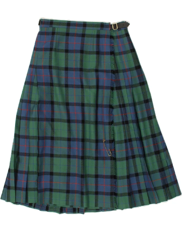 VINTAGE Womens Tartan Wrap Skirt UK 16 Large W30 Green Plaid Wool lace skirt romantic VINTAGE Womens Tartan Wrap Skirt UK 16 Large W30 Green Plaid Wool lace skirt romantic