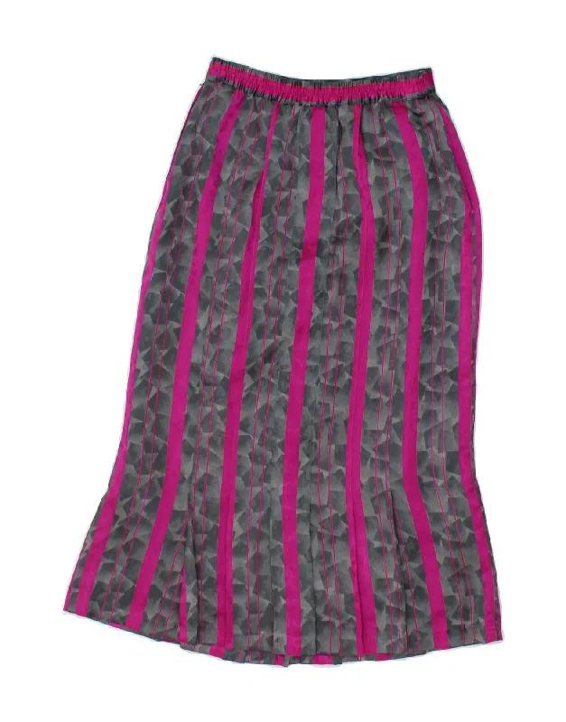 VINTAGE Womens Trumpet Skirt W24 XS  Grey Striped silk skirt lustrous