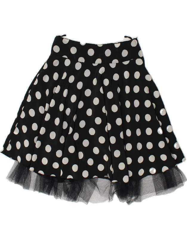VINTAGE Womens Tutu Skirt UK 10 Small W28 Black Polka Dot elastic waist skirt