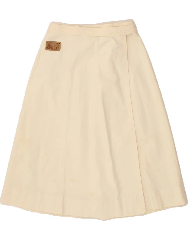 VINTAGE Womens Wrap Skirt W28 Medium Off White chiffon skirt lightweight