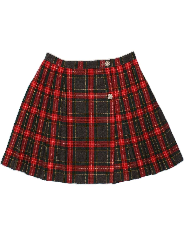 VINTAGE Womens Wrap Skirt W28 Medium Red Check lace skirt delicate