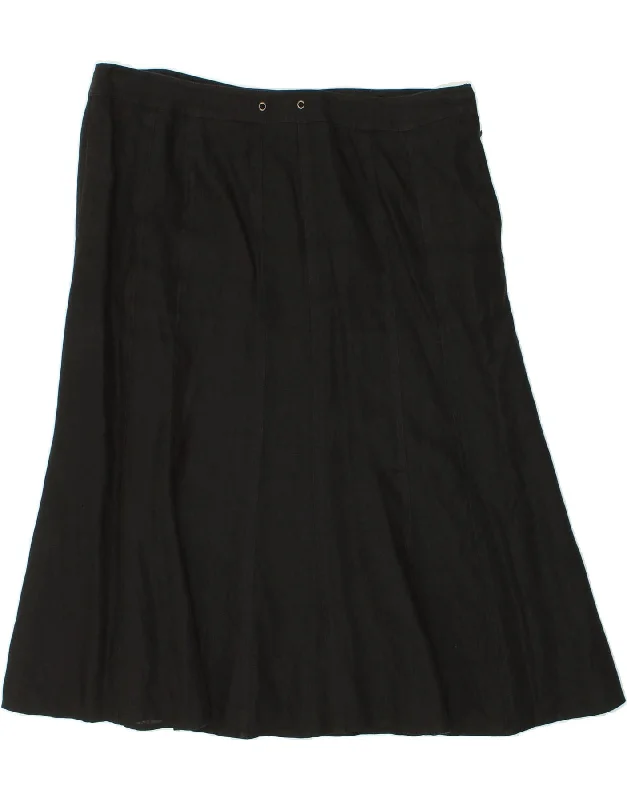 VIYELLA Womens A-Line Skirt UK 18 XL W38  Black Linen chiffon skirt flowing