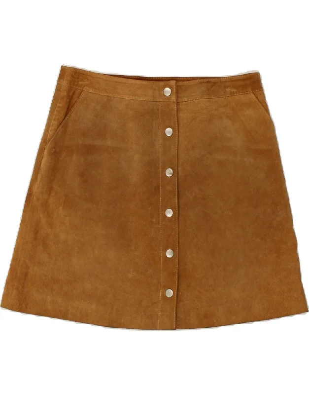 WAREHOUSE Womens Suede Mini Skirt Size 12 W30  Brown Leather lace skirt delicate
