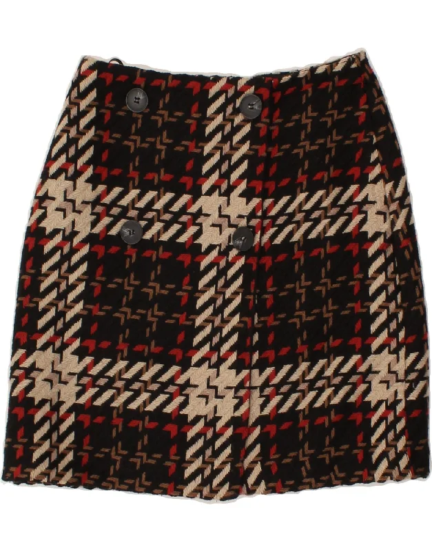 WAREHOUSE Womens Wrap Skirt UK 8 Small W27 Black Check Polyester chiffon skirt lightweight WAREHOUSE Womens Wrap Skirt UK 8 Small W27 Black Check Polyester chiffon skirt lightweight