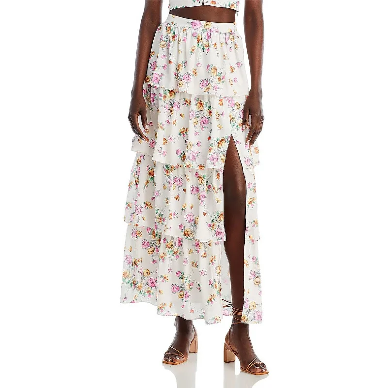 WAYF Womens Sienna Tiered Long Maxi Skirt lace skirt romantic