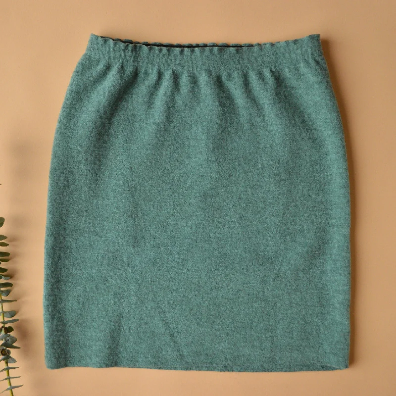 Women's Boiled Merino Wool Skirt - Jade Melange (XS) *Last One! wool skirt thick