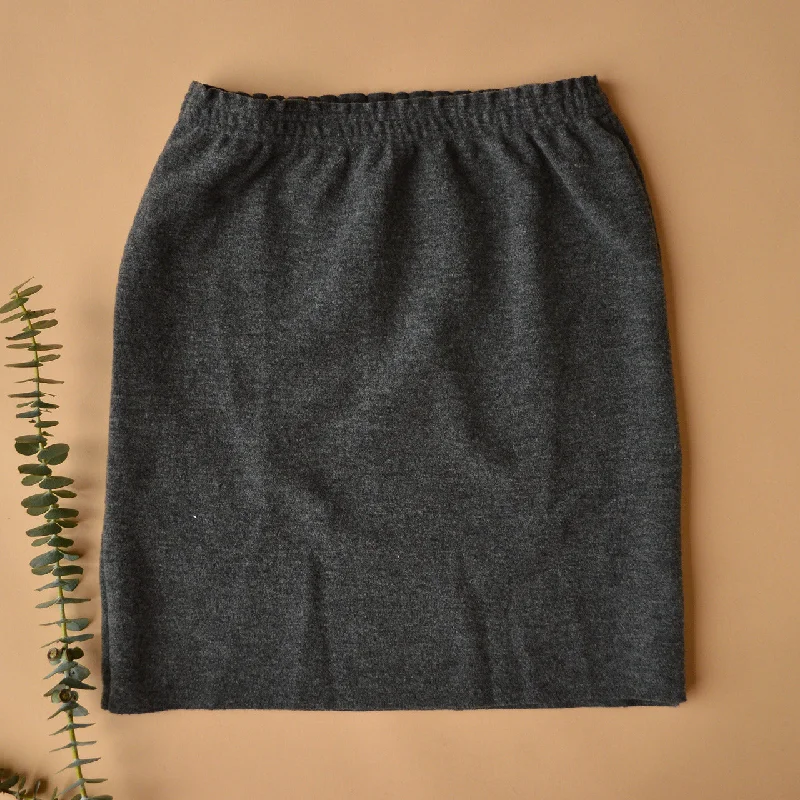 Women's Boiled Merino Wool Skirt - Grey Melange (XS-L) corduroy skirt textured