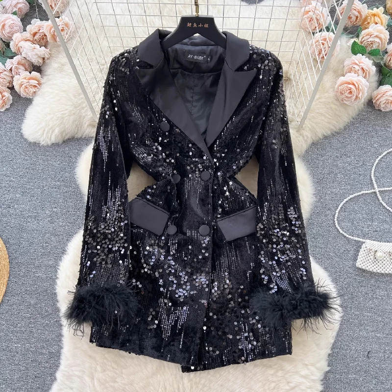 women's fashionable sequin skirt    S4558 wool skirt warm