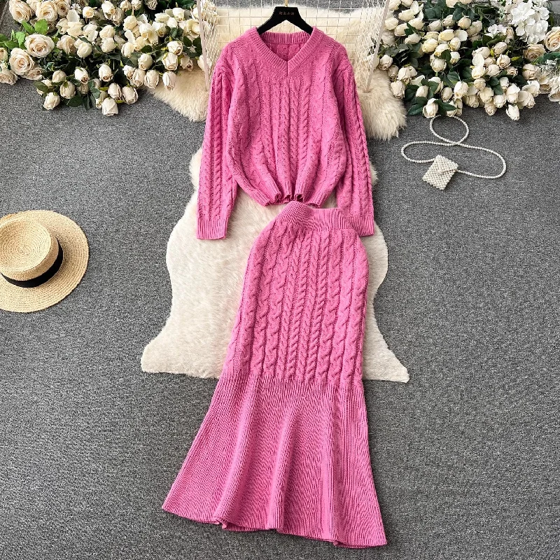 women's long-sleeved top + skirt two-piece set     S4521 silk skirt smooth