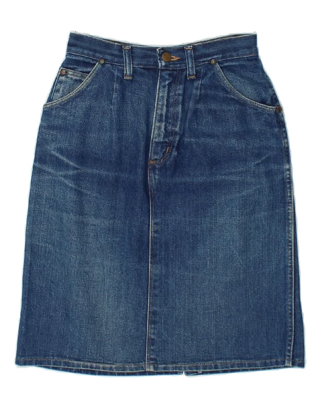 WRANGLER Womens Denim Skirt UK 12 Medium W26 Blue Cotton velvet skirt plush