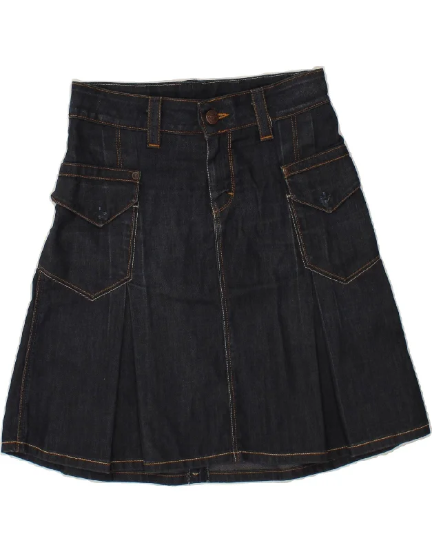 WRANGLER Womens Denim Skirt W29 Medium Navy Blue Cotton elastic waist skirt