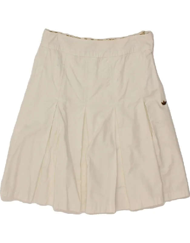 ADIDAS Womens A-Line Skirt UK 8 Small W26 White Cotton velvet skirt plush