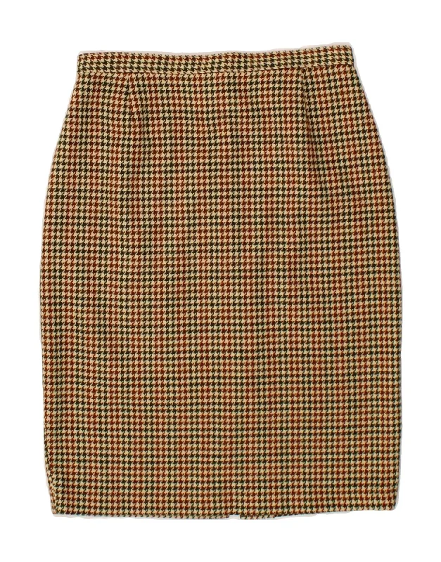 ALBA FORNARI Womens Pencil Skirt IT 44 Medium W30 Beige Houndstooth silk skirt luxurious ALBA FORNARI Womens Pencil Skirt IT 44 Medium W30 Beige Houndstooth silk skirt luxurious