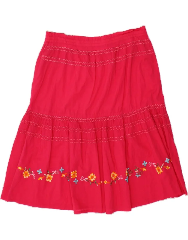 BENETTON Womens A-Line Skirt UK 10 Small W32 Pink Floral Cotton lace skirt romantic