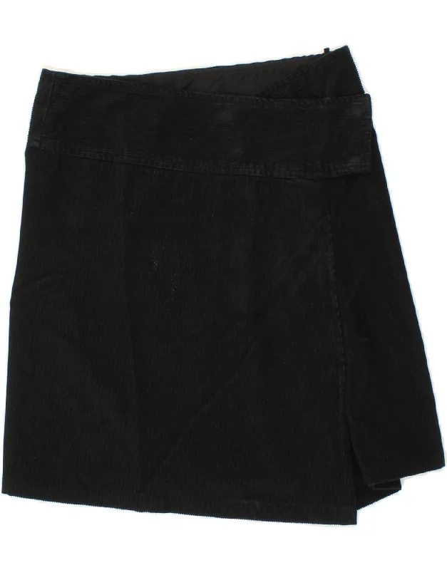 BENETTON Womens Corduroy Skirt EU 38 Medium W28 Black Cotton seamless skirt comfort