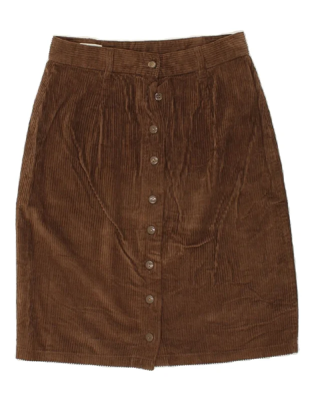 BENETTON Womens Corduroy Skirt IT 44 Medium W28 Brown Cotton pencil skirt chic