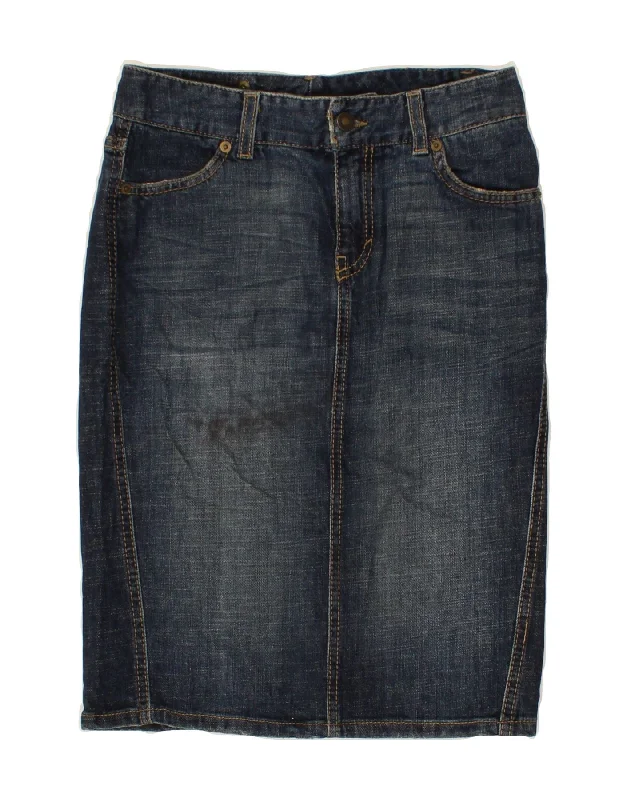 BENETTON Womens Denim Skirt IT 40 Small W28  Blue Cotton lace skirt feminine