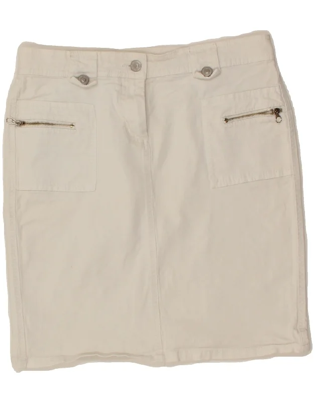 BENETTON Womens Denim Skirt IT 44 Medium W30 White Cotton slim fit skirt