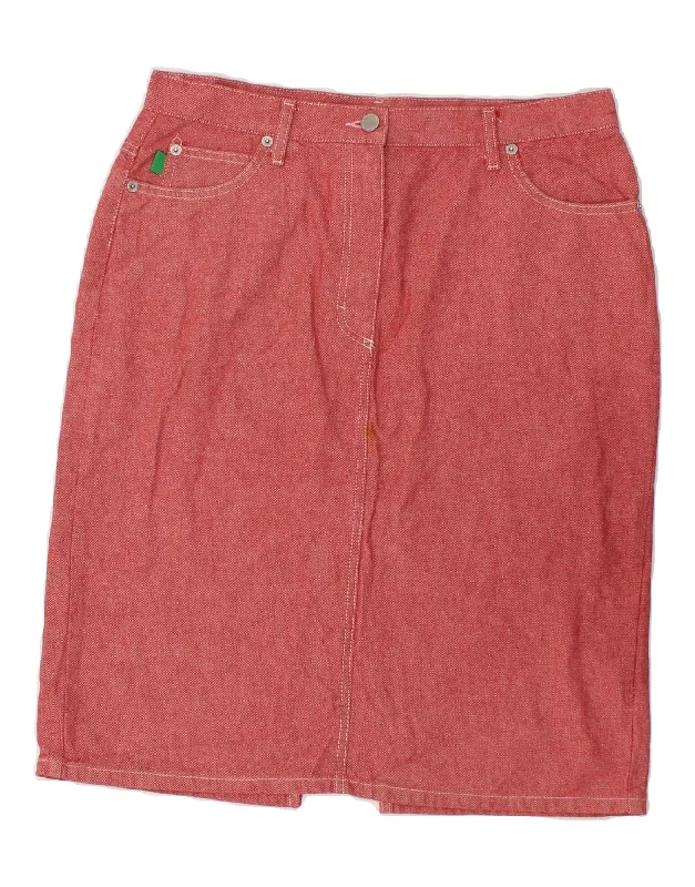 BENETTON Womens Denim Skirt IT 46 Large W32 Pink Cotton cashmere skirt soft