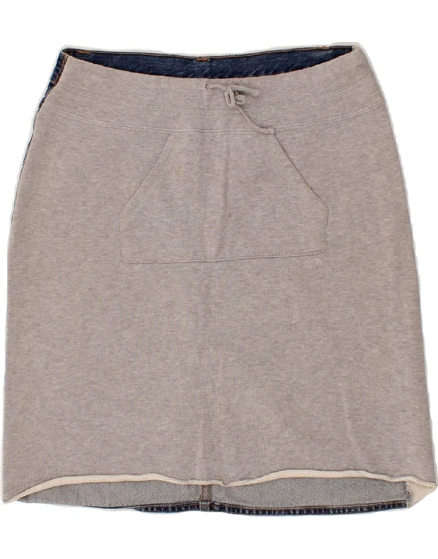 BENETTON Womens Graphic Straight Skirt Small W27 Grey Colourblock Cotton summer skirt style BENETTON Womens Graphic Straight Skirt Small W27 Grey Colourblock Cotton summer skirt style