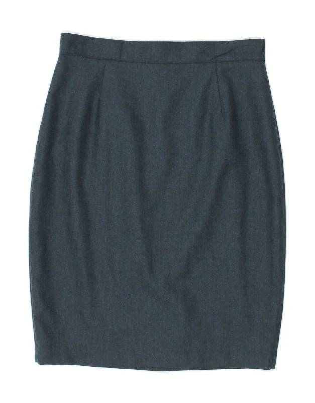 BENETTON Womens Pencil Skirt IT 46 Large W32 Navy Blue Virgin Wool linen skirt relaxed BENETTON Womens Pencil Skirt IT 46 Large W32 Navy Blue Virgin Wool linen skirt relaxed