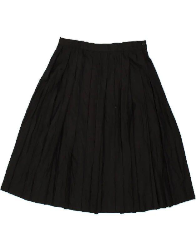 BENETTON Womens Pleated Skirt IT 44 Medium W34  Black Polyester wrap skirt elegant