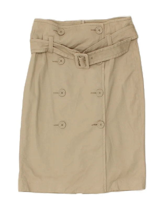 BENETTON Womens Straight Skirt IT 44 Medium W30  Beige Cotton velvet skirt glossy