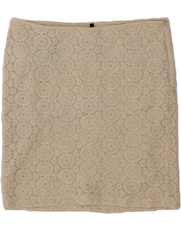 BENETTON Womens Straight Skirt IT 46 Large W34 Beige Floral Polyester athletic skirt fit BENETTON Womens Straight Skirt IT 46 Large W34 Beige Floral Polyester athletic skirt fit