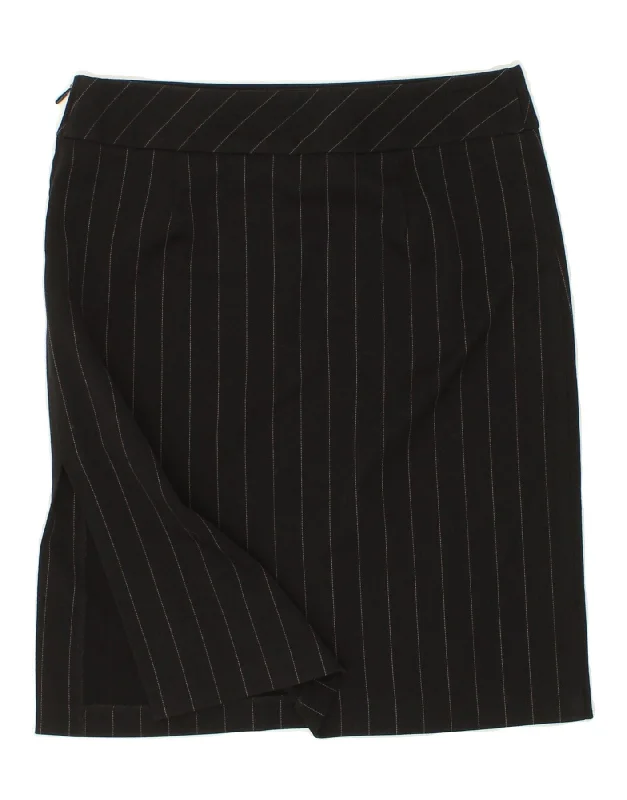 BENETTON Womens Straight Skirt W28 Medium Black Striped low waist skirt